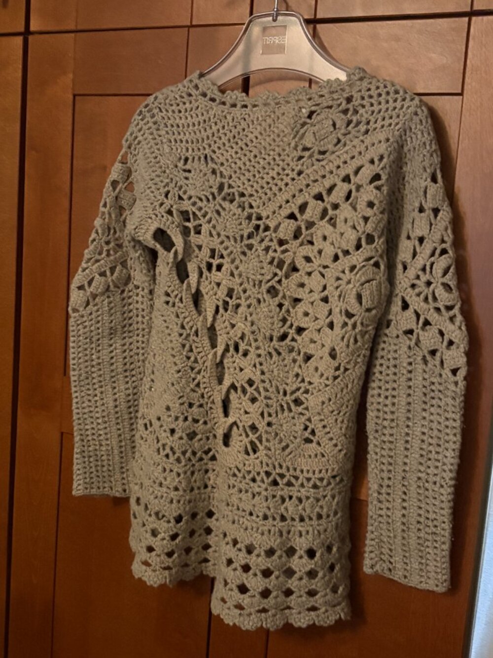 Anthropologie Angel of the North Open Knit Crochet Sweater - Gray / Beige Sz XS - Picture 5 of 5